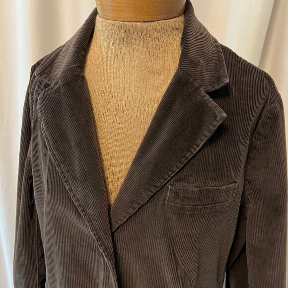 Talbots chocolate brown corduroy blazer jacket classic career preppy pockets - Picture 2 of 10